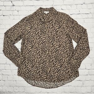Leopard Print Women's Beach Lunch  Lounge Collection Button Shirt SIZE:LARGE